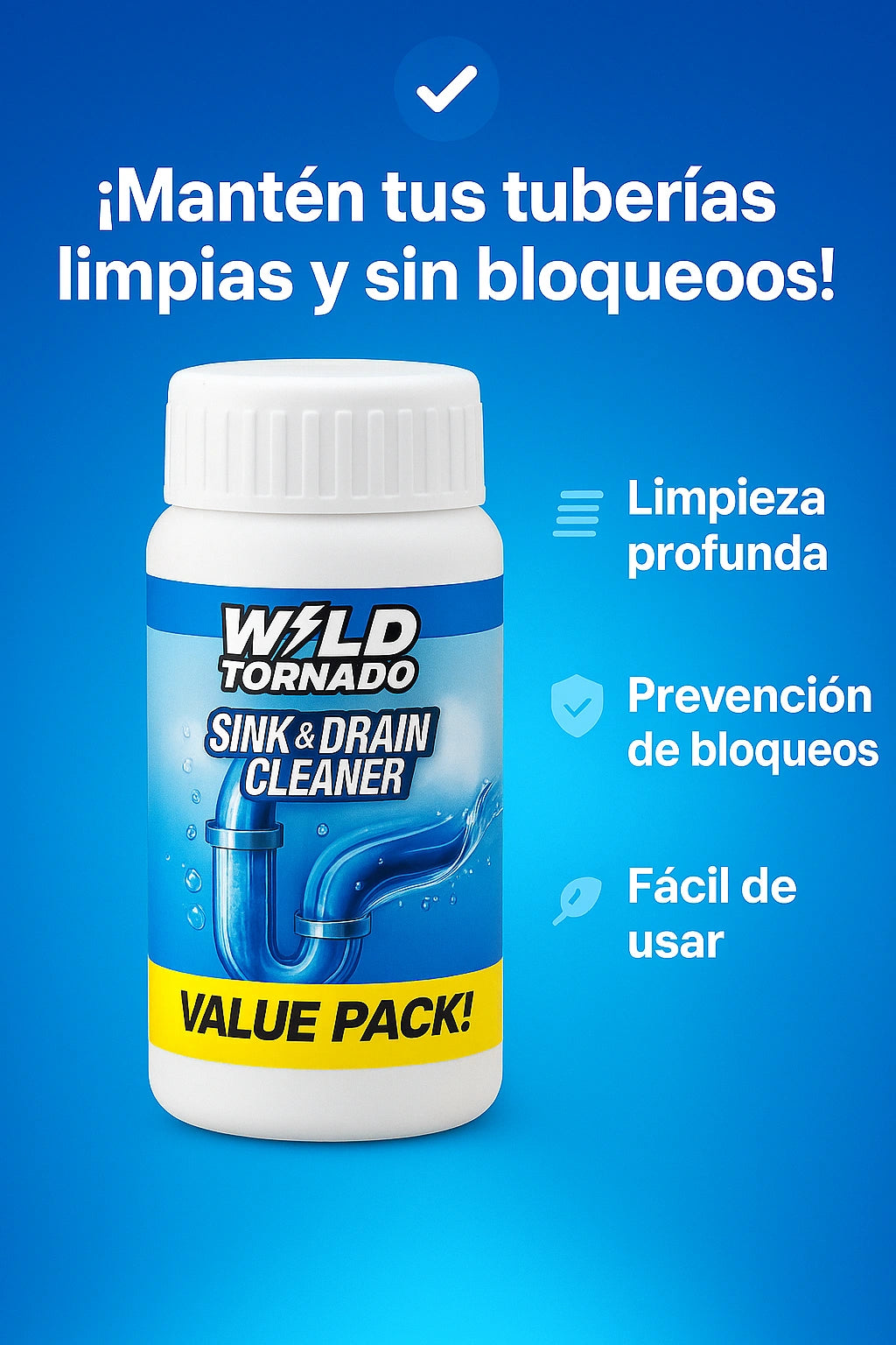 Lleva 3 y paga 1 Polvo Destapa Cañerías – Destapa, Limpia y Previene 🚿